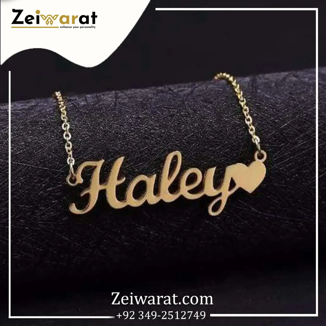 Single Heart Script Name Necklace – Design 28