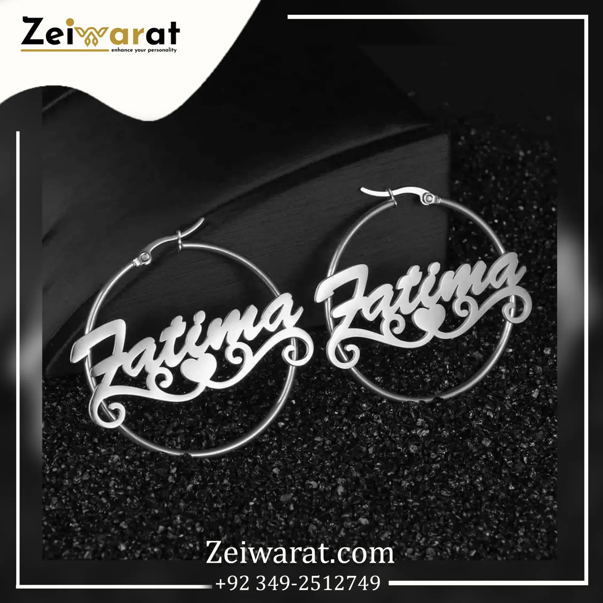 Ornate Hoop Name Earring N1007