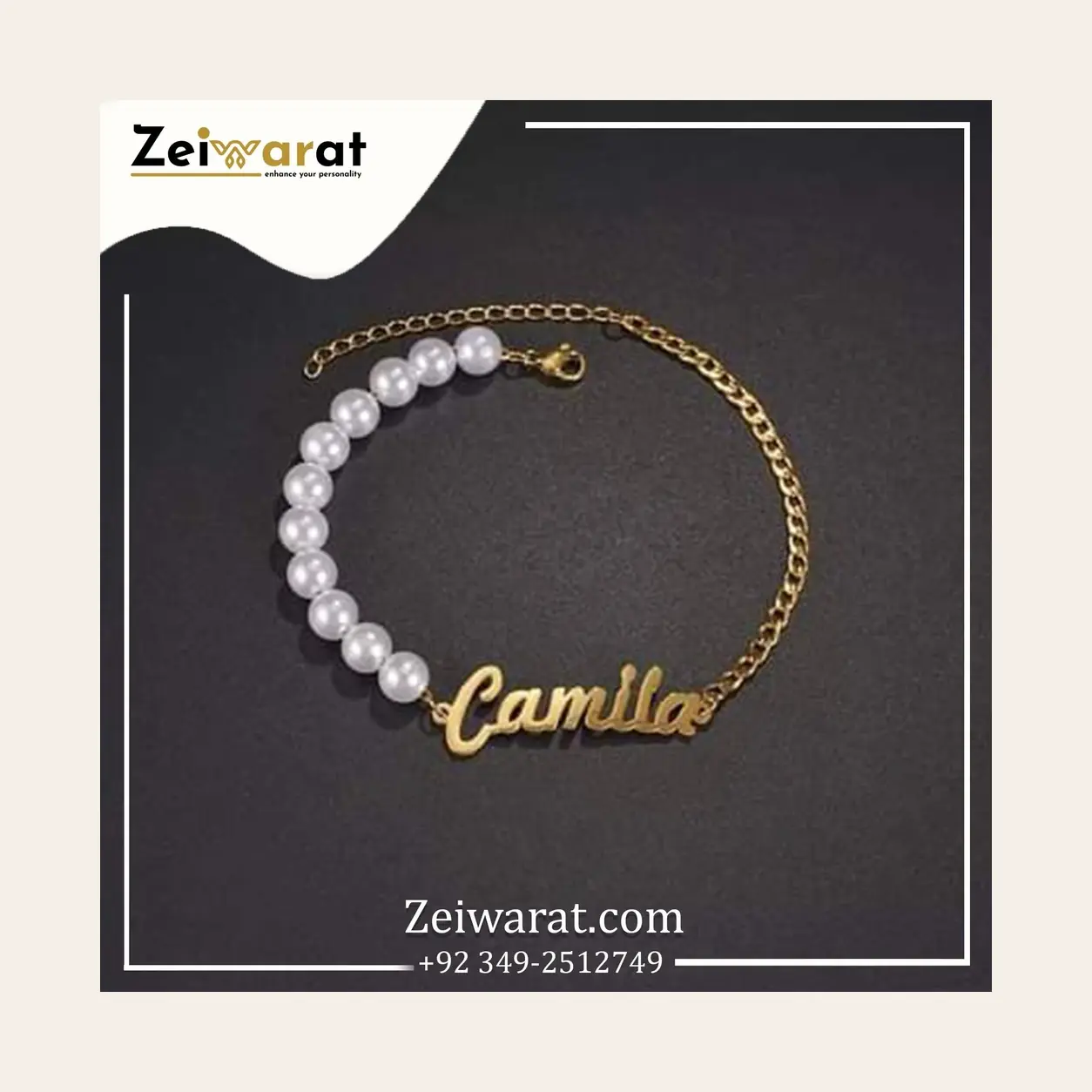 Half-Pearl Script Name Bracelet N2003
