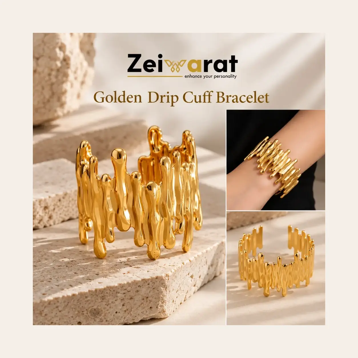 Golden Drip Cuff Bracelet