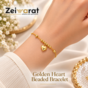 Golden Heart Beaded Stainless Steel Bracelet
