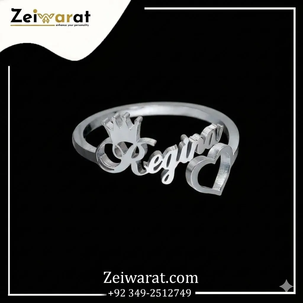 Crown & Heart Royal Name Ring N3000