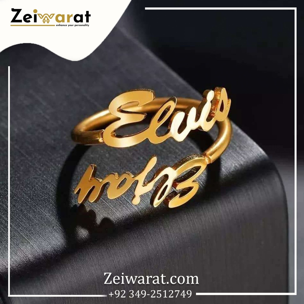 Two-Name Bypass Banner Ring N3001 (Golden)