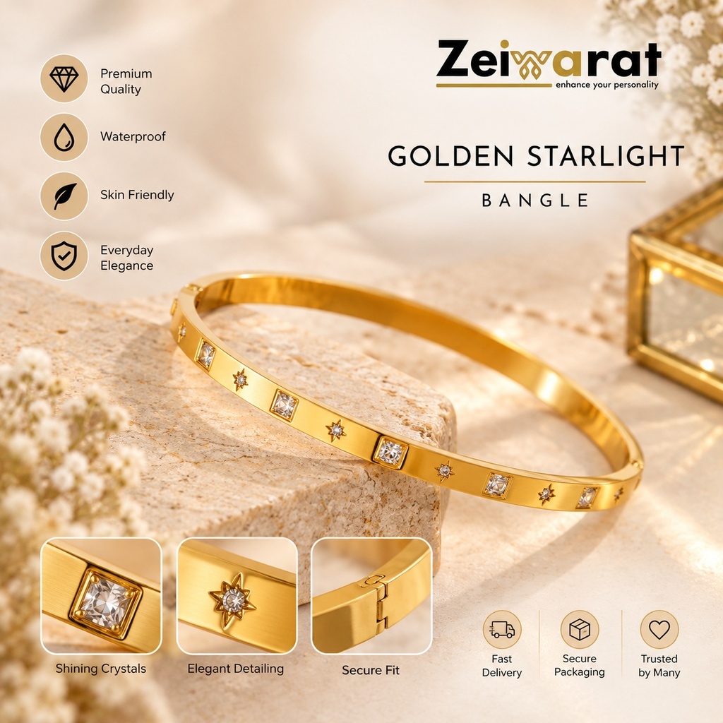 Golden Starlight Crystal Bangle