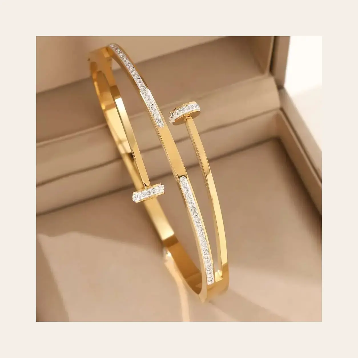 Golden Crystal Crossover Bangle