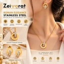 Roman Elegance Stainless Steel Necklace & Earrings Set