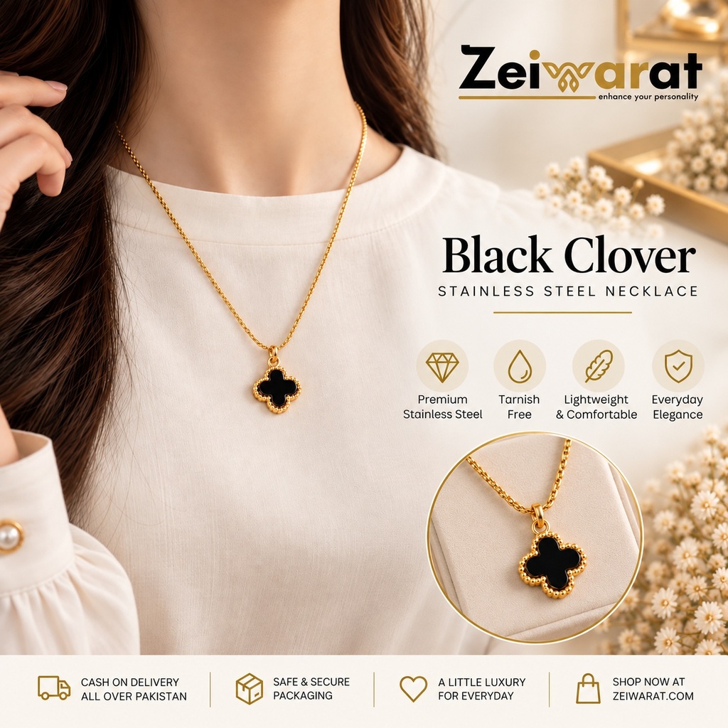 Black Clover Stainless Steel Necklace