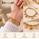 Golden Heart Charm Stainless Steel Bracelet