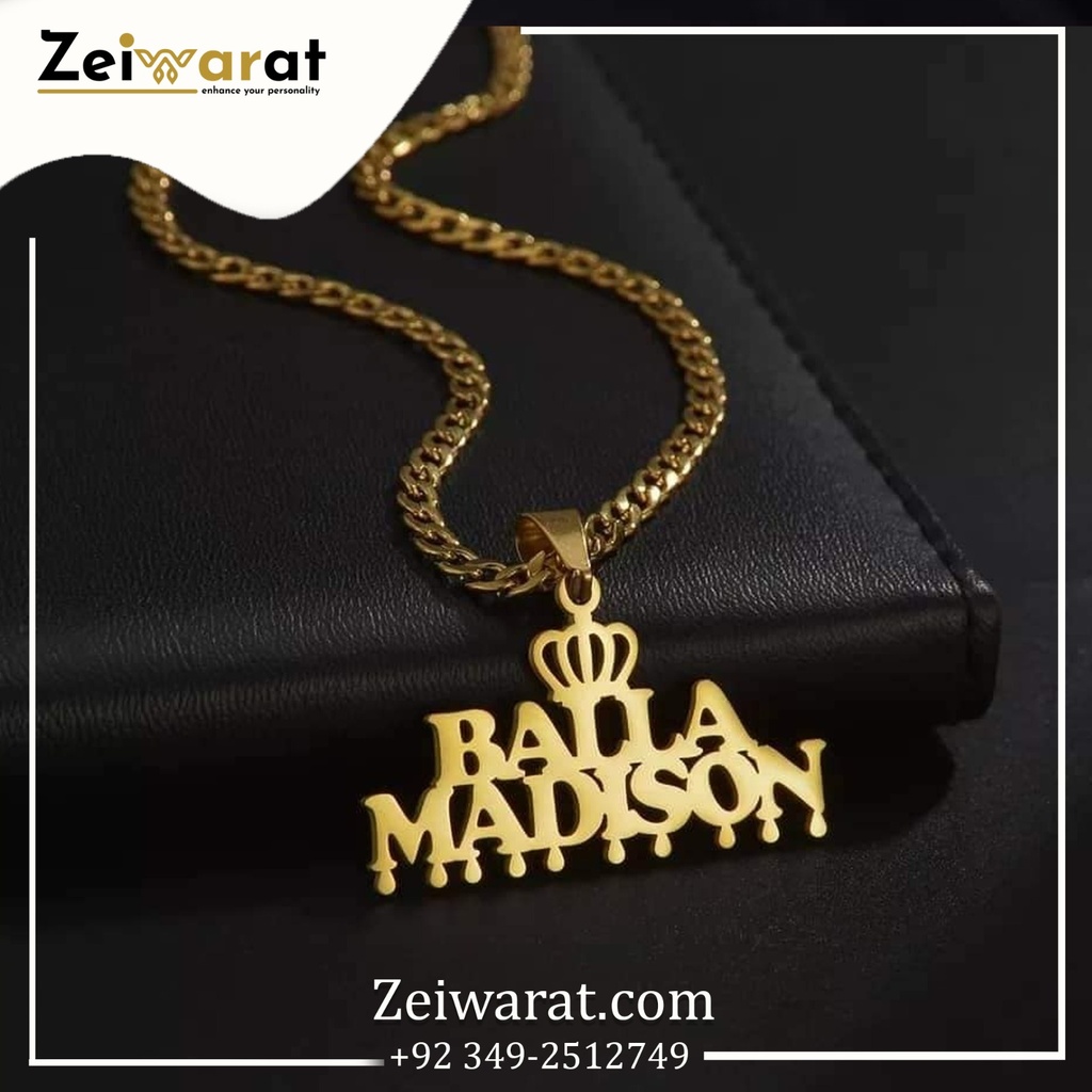 Crown Double Name Necklace – Design 05