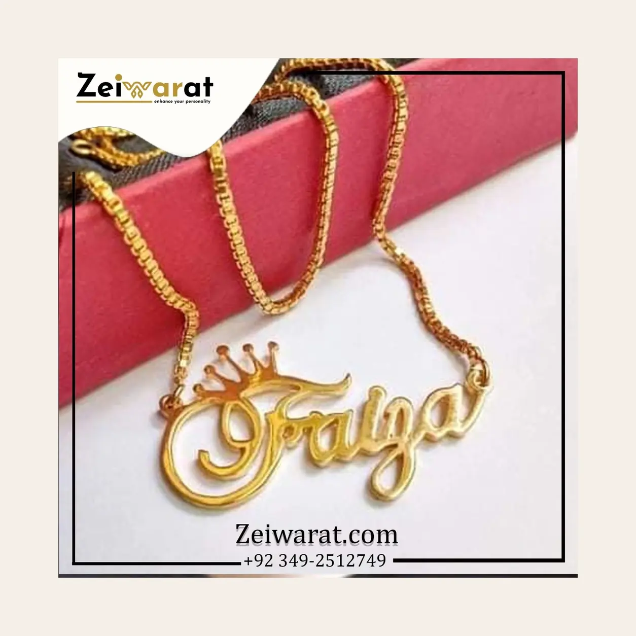 Crown Script Name Necklace – Design 02