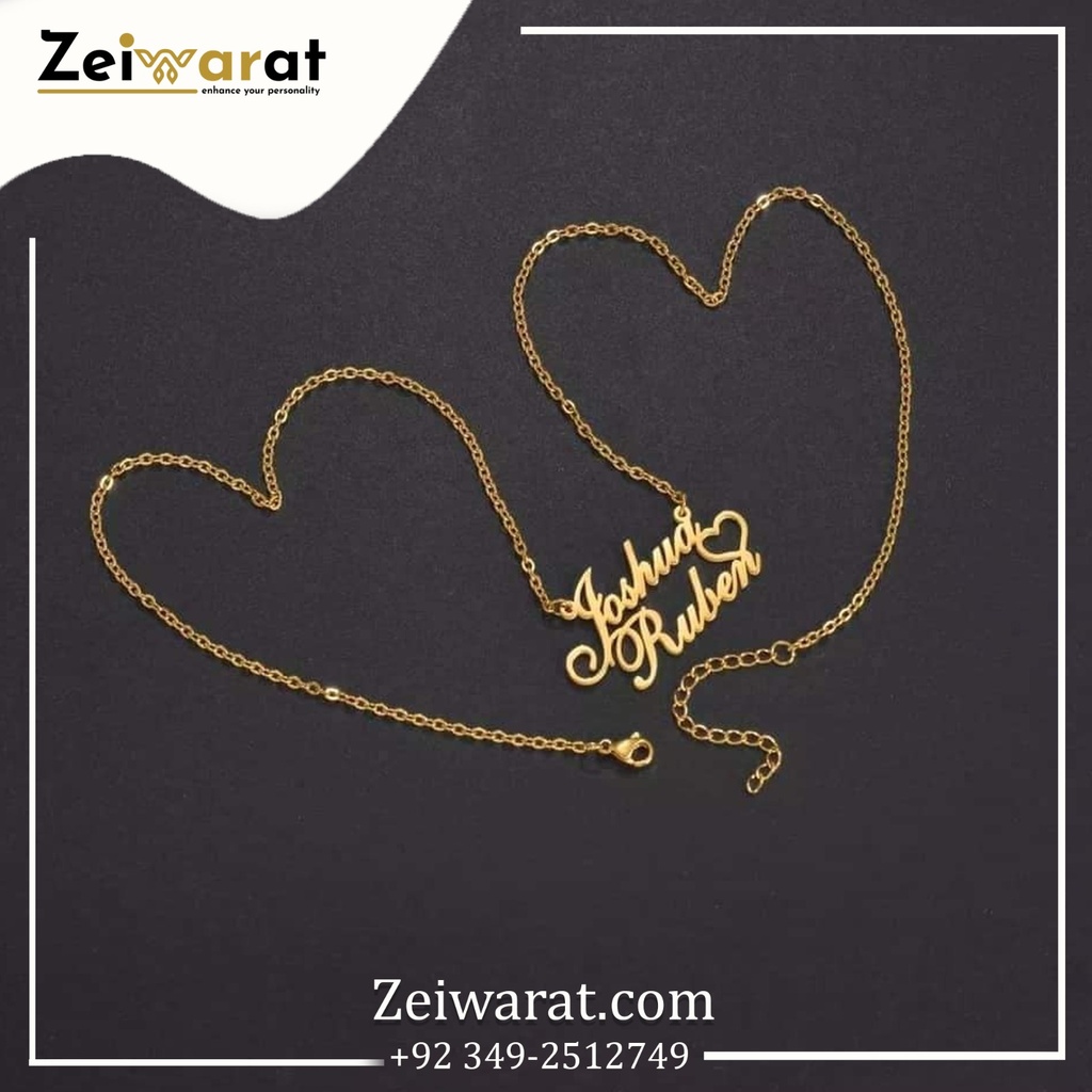 Couple Heart Name Necklace – Design 03
