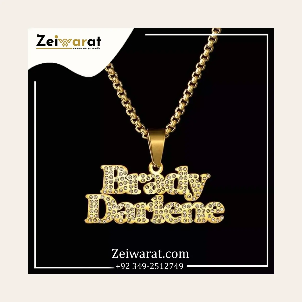 Crystal Double Name Necklace – Design 04