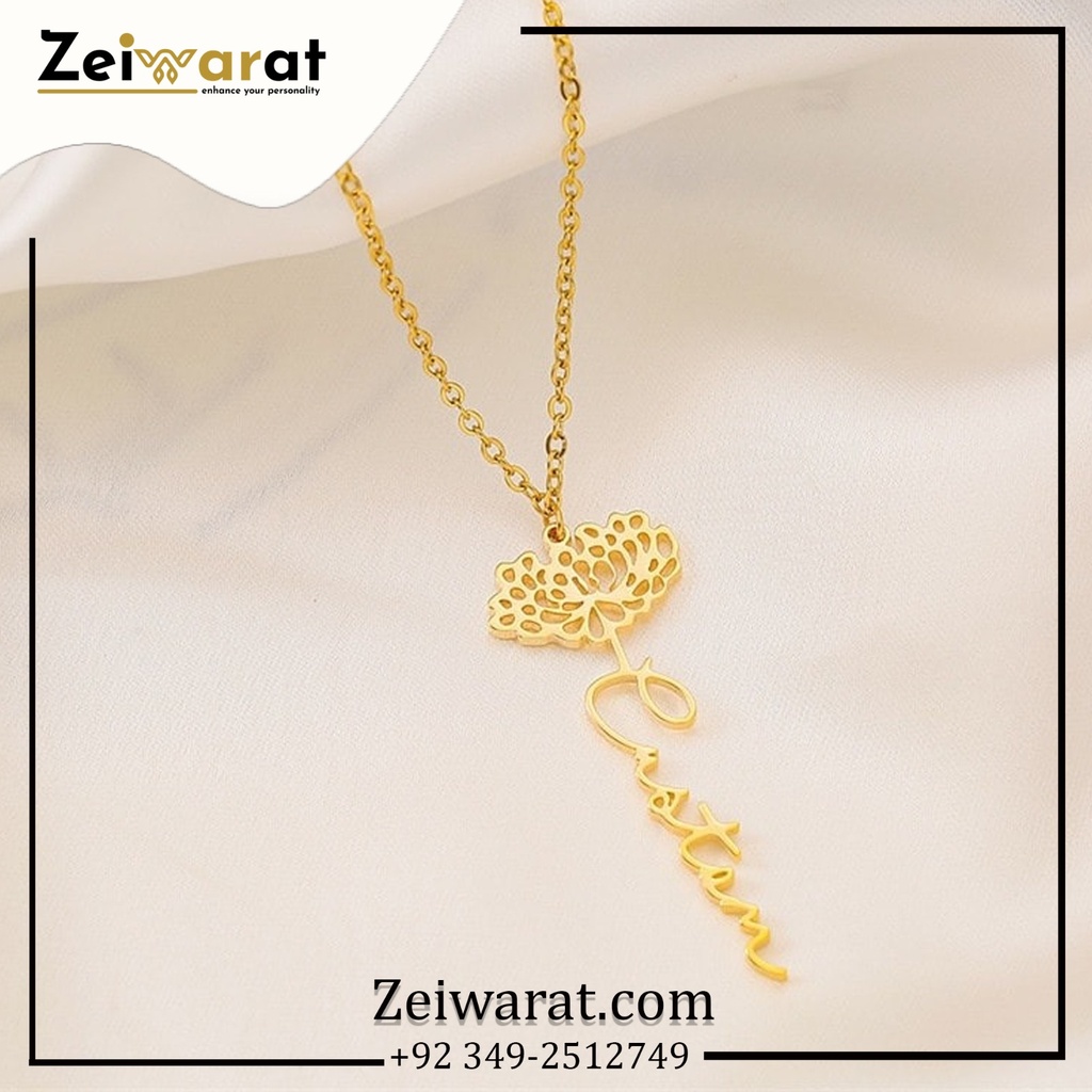 Crown Heartbeat Name Necklace – Design 09