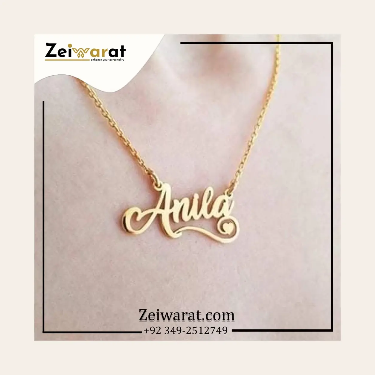 Heart Accent Name Necklace – Design 14