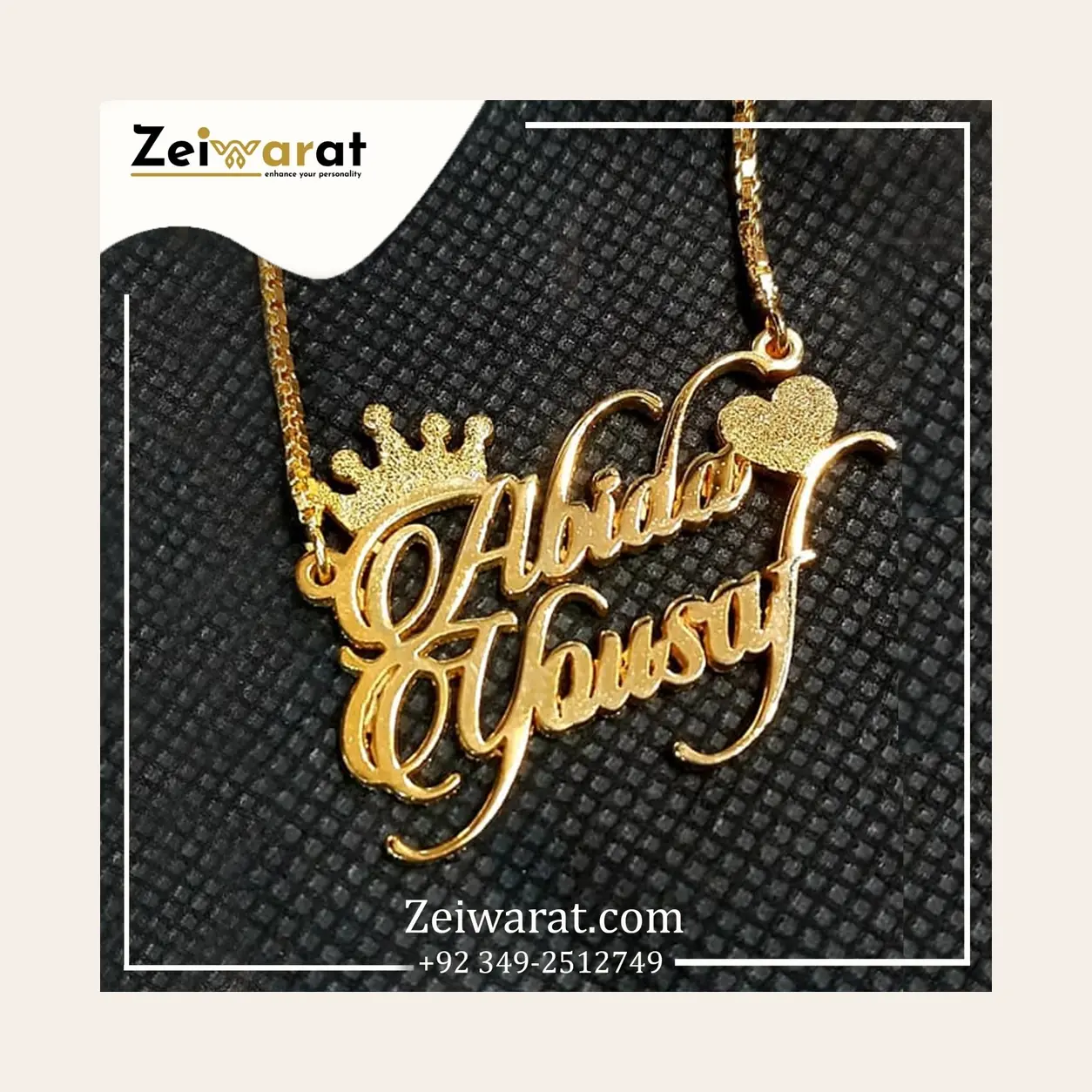 Double Name Crown Necklace – Design 15