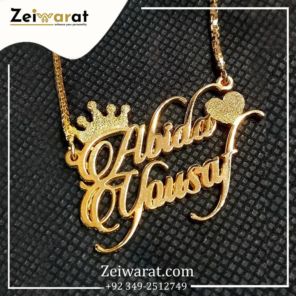 Double Name Crown Necklace – Design 15