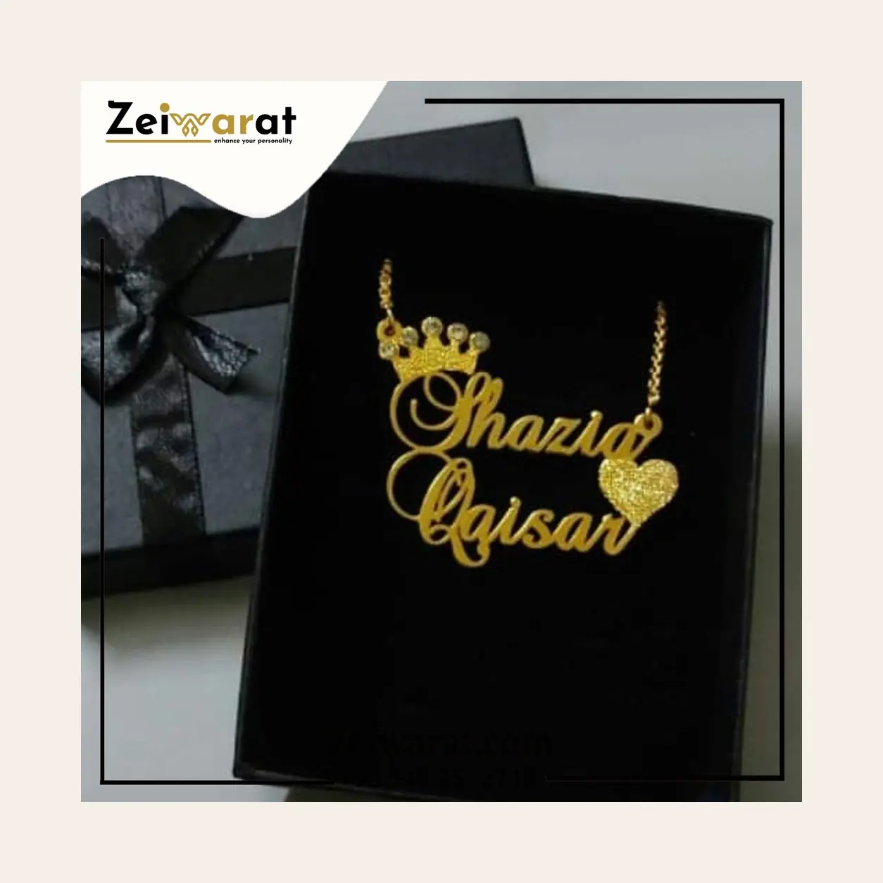 Crown Heart Couple Necklace – Design 17