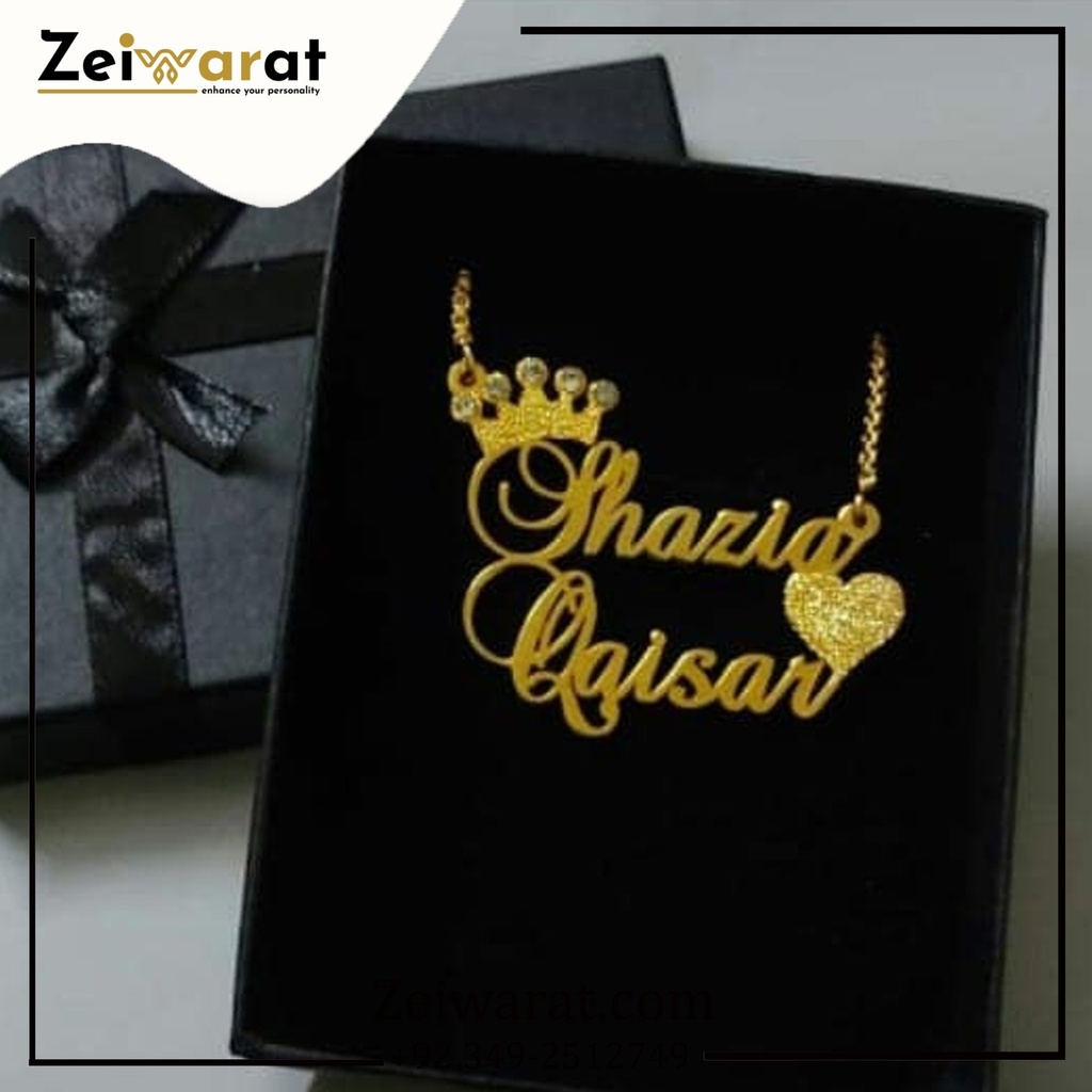 Crown Heart Couple Necklace – Design 17