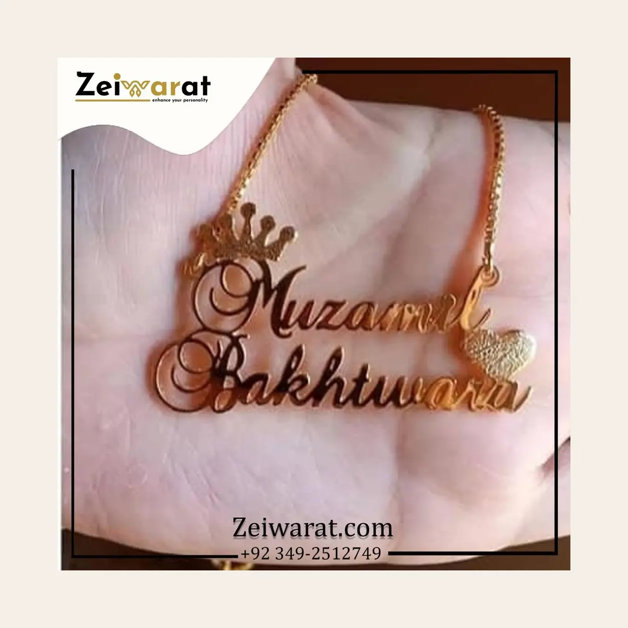 Crowned Double Script Name Necklace – Design 23