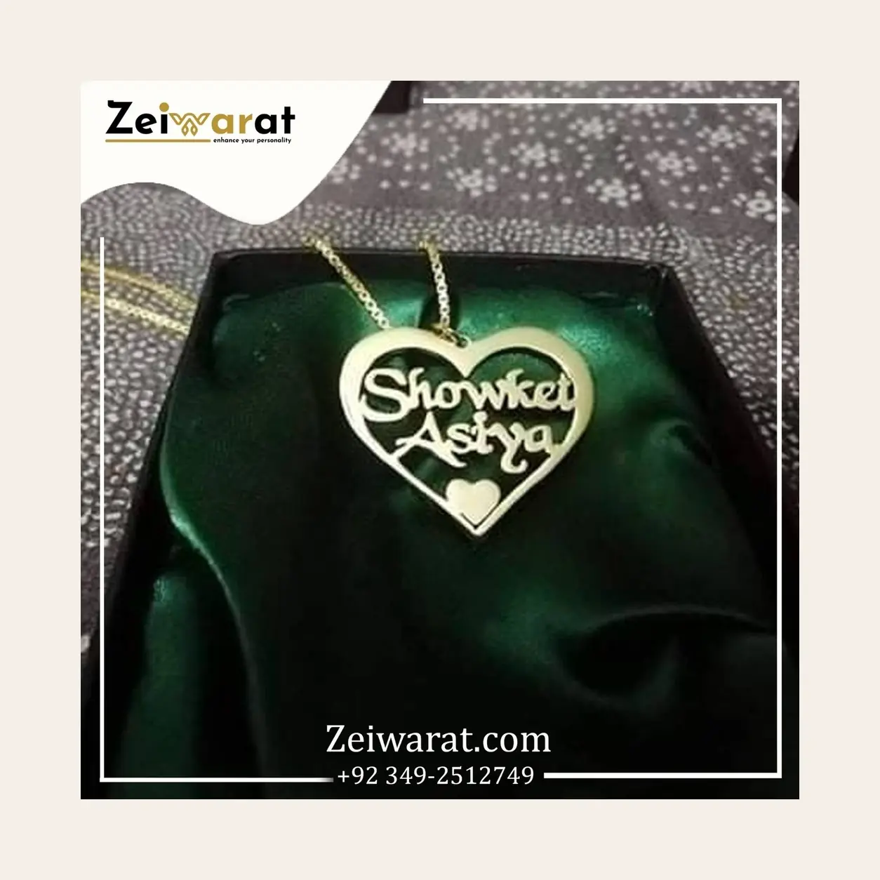 Showket Asiya Heart Couple Name Necklace