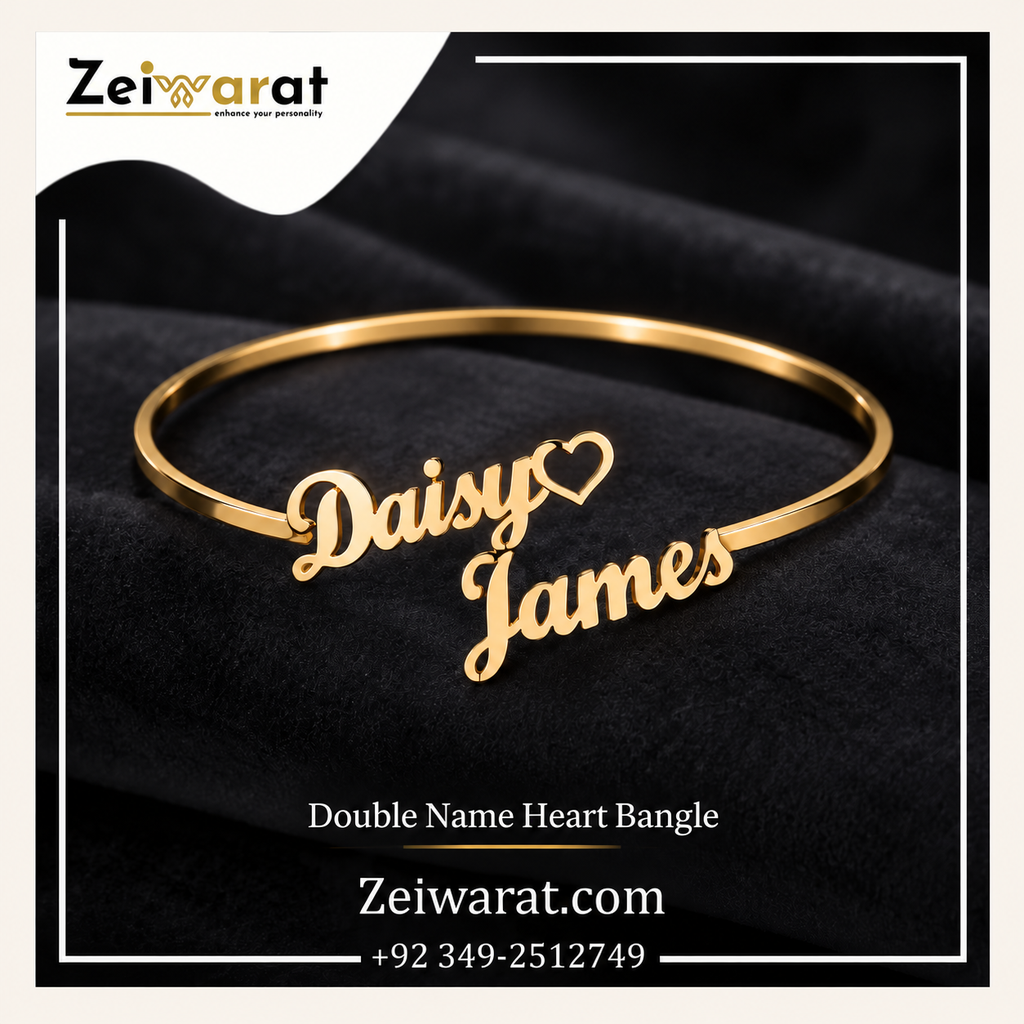 Double Name Heart Bangle