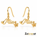 Heart & Butterfly Script Name Earrings